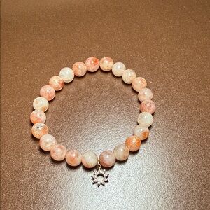 Elegant Sunstone Beaded Bracelet with Charm